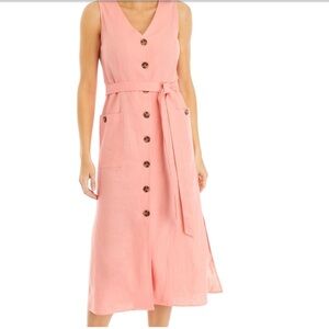 *NWT* THE LIMITED Women's Peach Sleeveless Pocket Detail Button-Up Shirtdress